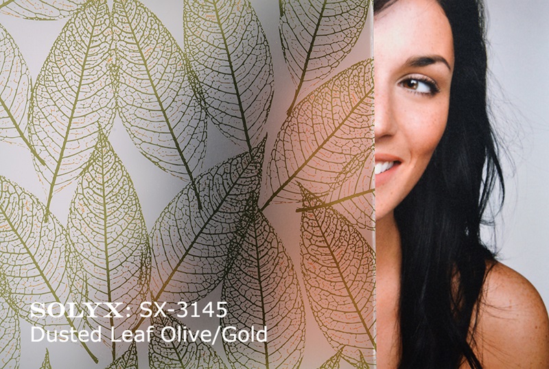 SX-3145 Olive Gold Dusted Leaf decorative window film โ Arizona House of Film