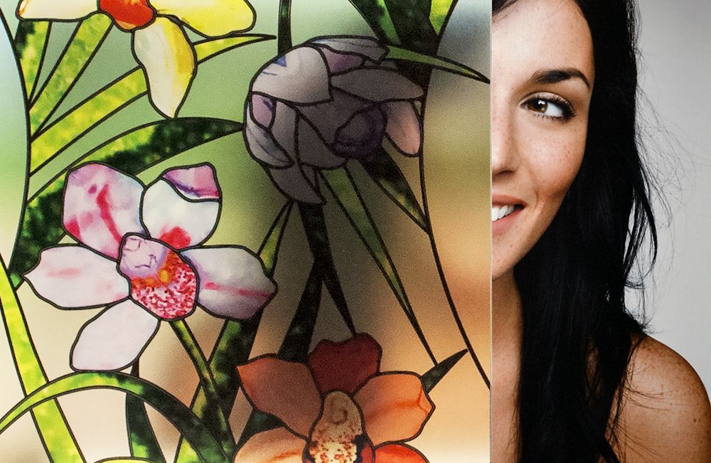 SXEG-4848 Stained Glass Flowers decorative window film โ Arizona House of Film