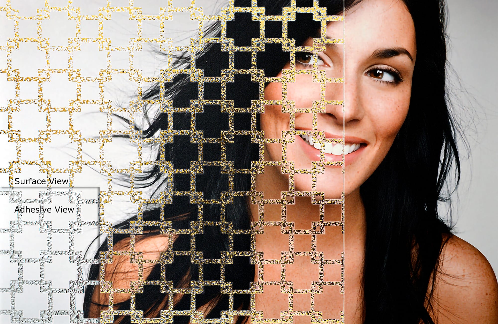 SGC-05 Gridlock Gold decorative window film โ Arizona House of Film