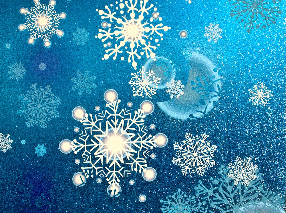 SX-SC216 Blue White Snowflakes decorative window film โ Arizona House of Film