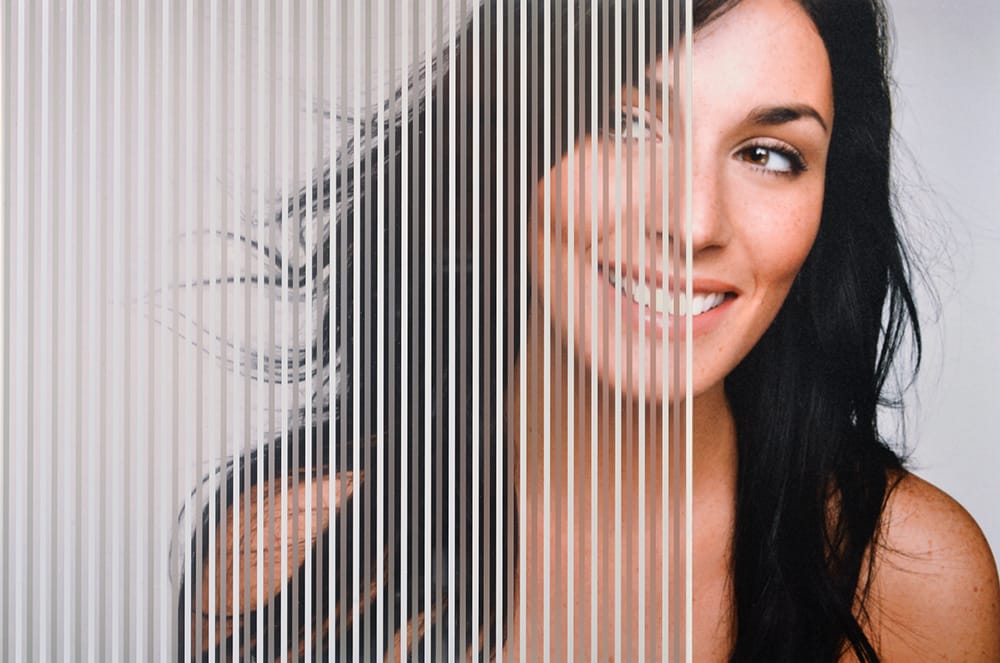 SX-C378 Alternating Etch and White Stripes decorative window film — Arizona House of Film